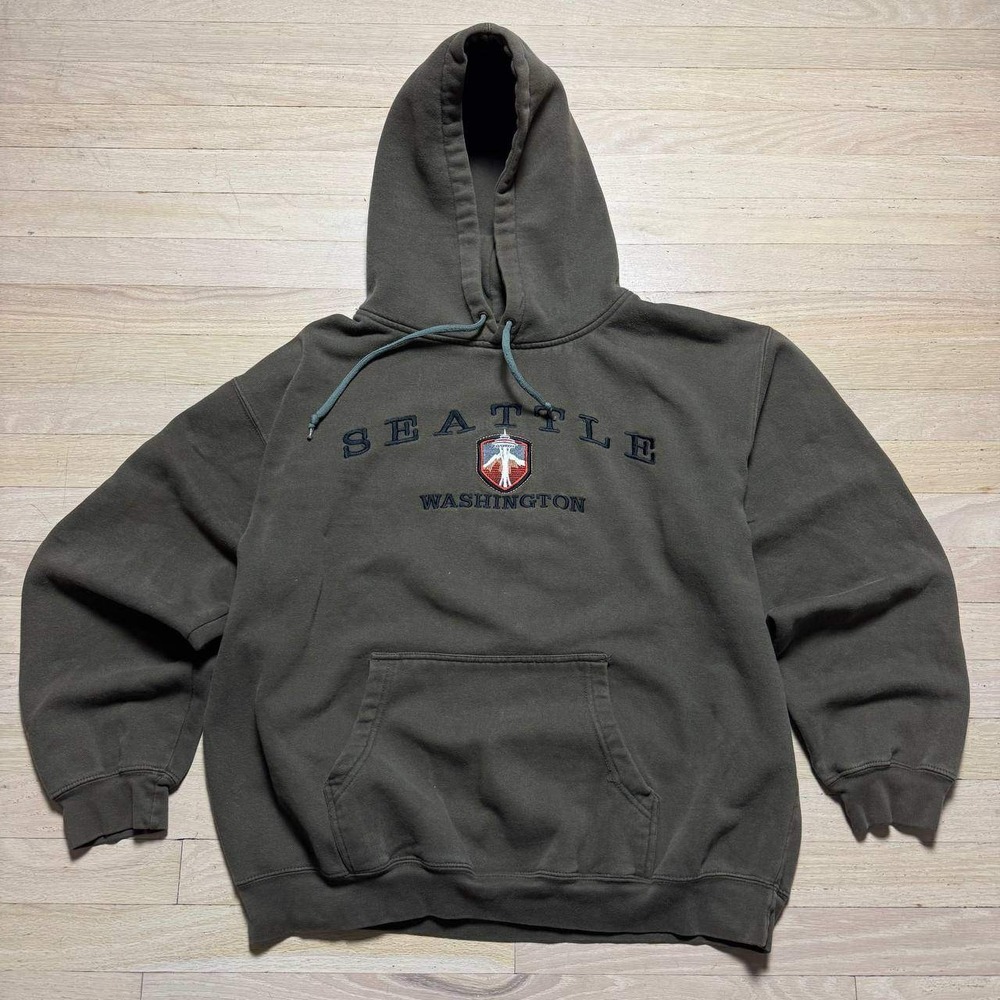 Prairie Mountain Seattle Washington Hoodie Mens Large Green Space